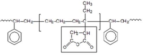 Chemical structure of SEBS grafted by maleic anhydride